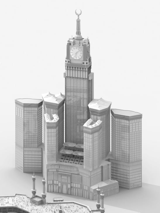 The second-tallest building in the world, the Abraj Al-Bait hotel.