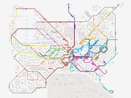 THE CHALLENGE: Provide riders of Nairobi’s ad hoc minibus system with a useful map. DECISION 1: Deploy students with GPS-enabled smartphones to map it. DECISION 2: Because people often navigate a city via landmarks, the team built the map around familiar locations rather than numeric addresses.
